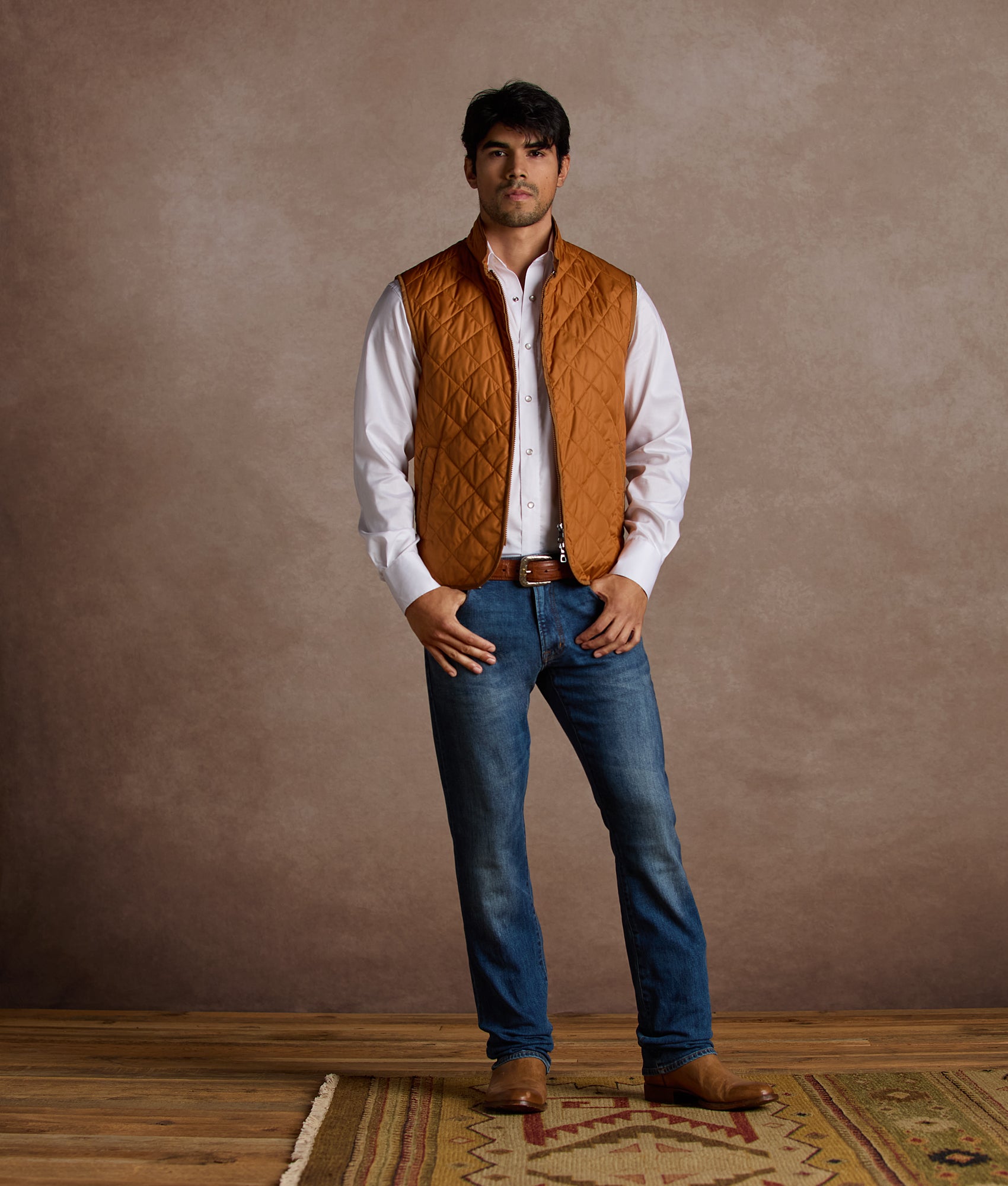 Jameson Quilted Vest :: Orange - Image 2