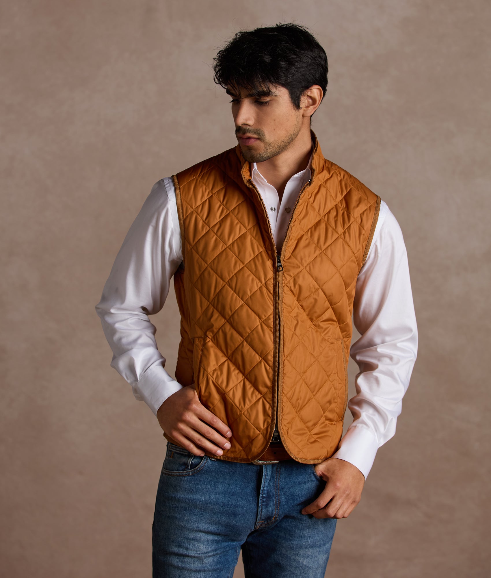 Jameson Quilted Vest :: Orange - Image 11