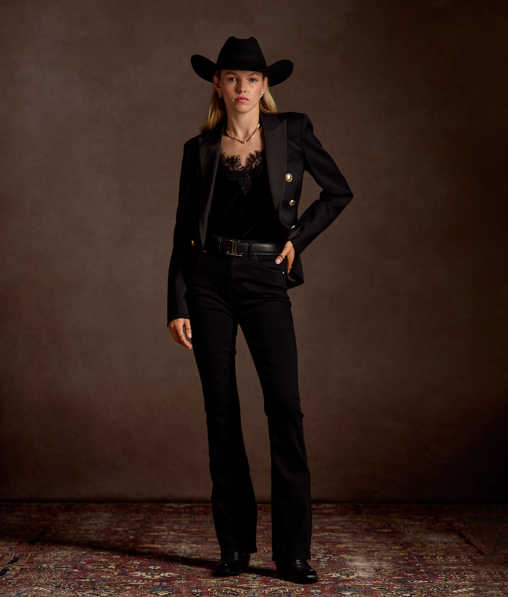 Jackie Western Yoke Blazer :: Black
