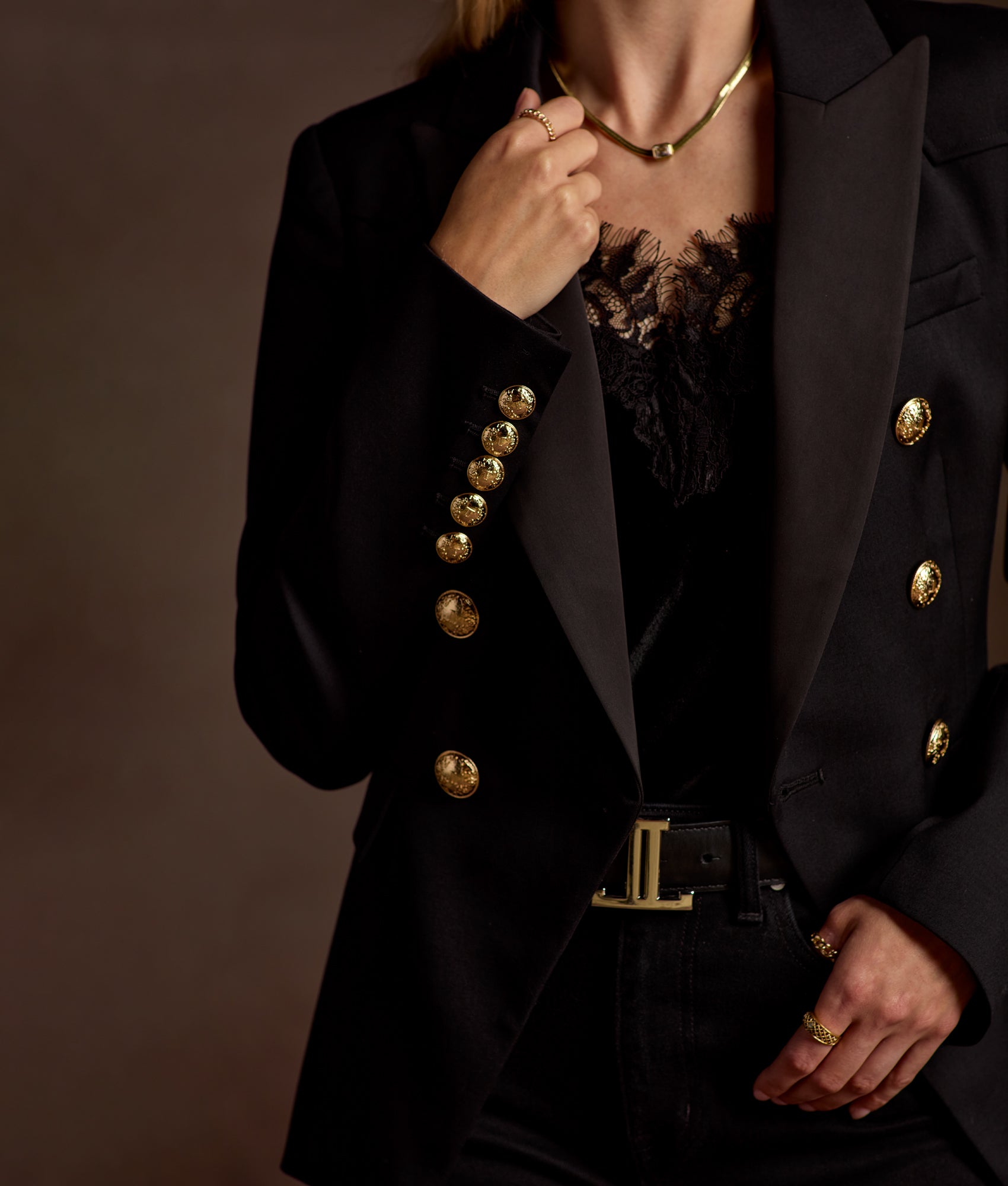 Jackie Western Yoke Blazer :: Black - Image 3