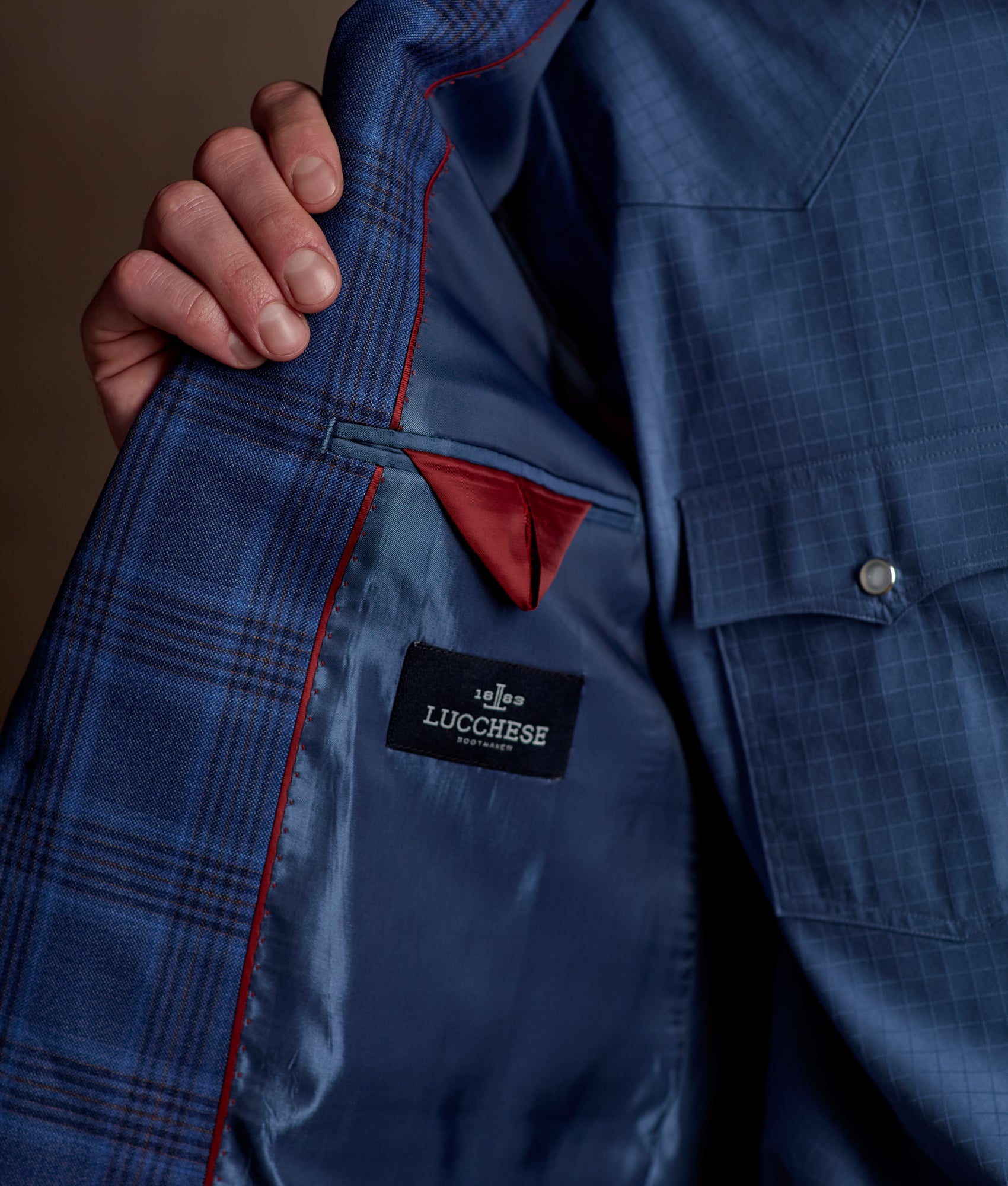 Lucchese Sport Coat :: Blue Plaid - Image 9