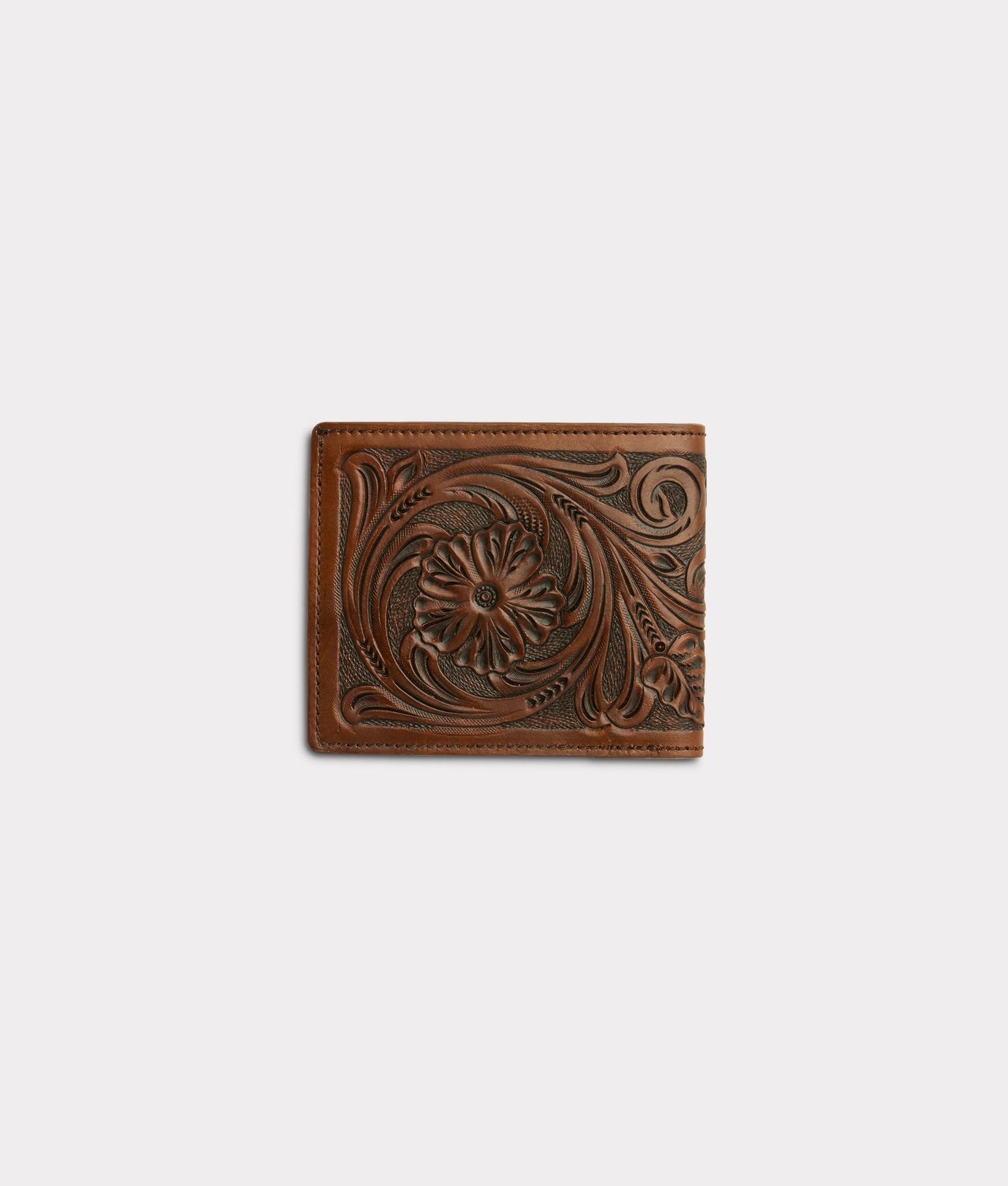 Hand Toolded Hipster Wallet :: Brown - Image 2