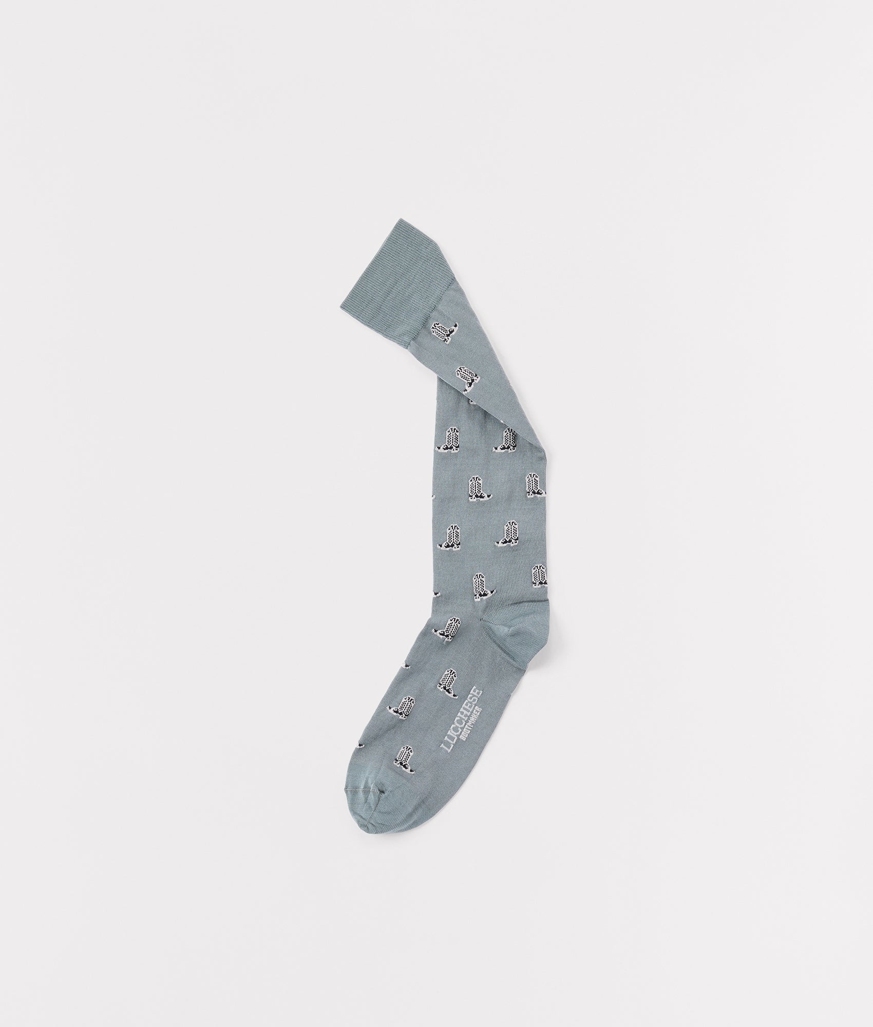 Boot Print Dress Sock :: Grey - Image 2