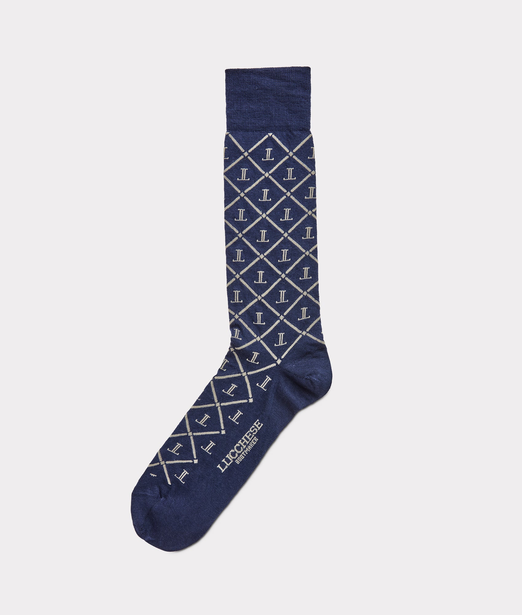 Mirrored-L Dress Sock :: Navy - Image 2