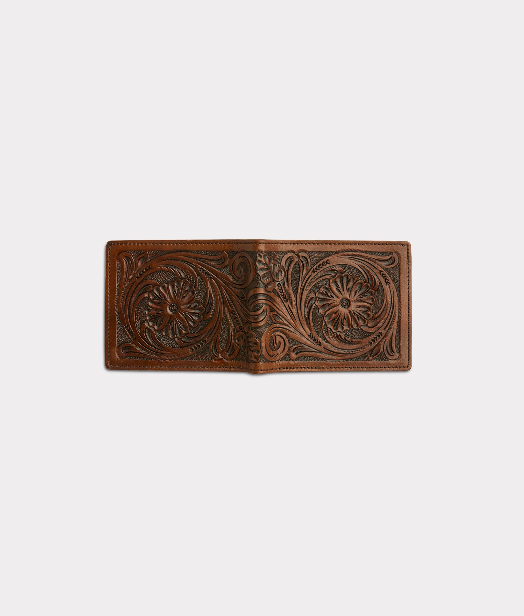 Hand Toolded Hipster Wallet :: Brown - Image 4