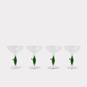 Tucson Saguaro Cactus Margarita Glasses - Set of Four :: Green
