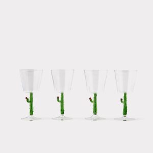 Tucson Saguaro Cactus Water / Wine Glasses - Set of Four :: Green