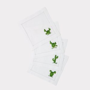 Tucson Saguaro Cactus Cocktail Napkins - Set of Four :: White