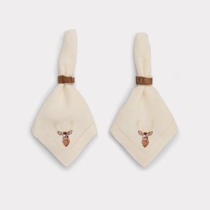 Stag Dinner Napkins - Set of Four :: Ecru