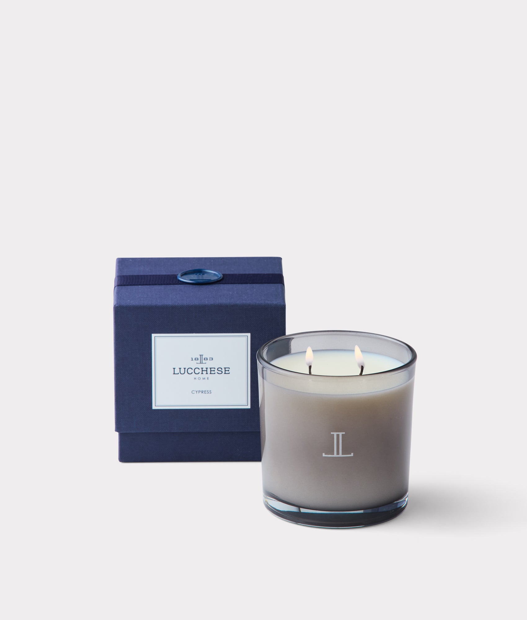 Double Wick Cypress Scented Candle :: White
