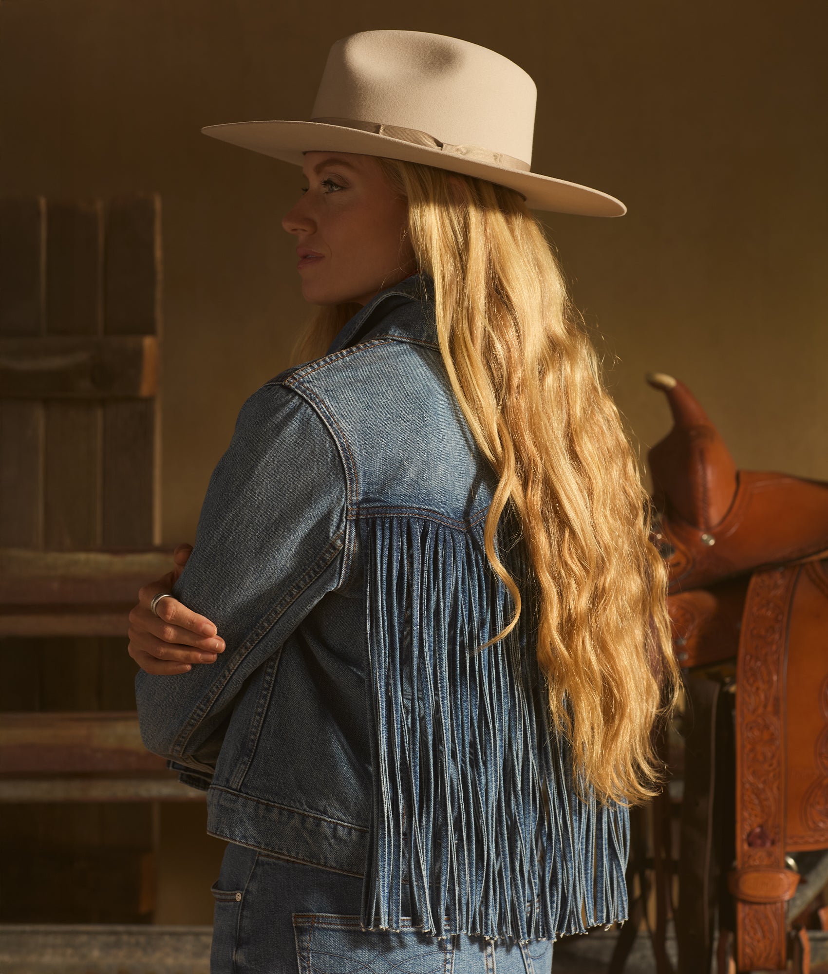 Justine Fringe Denim Jacket :: Blue Roan - Image 2