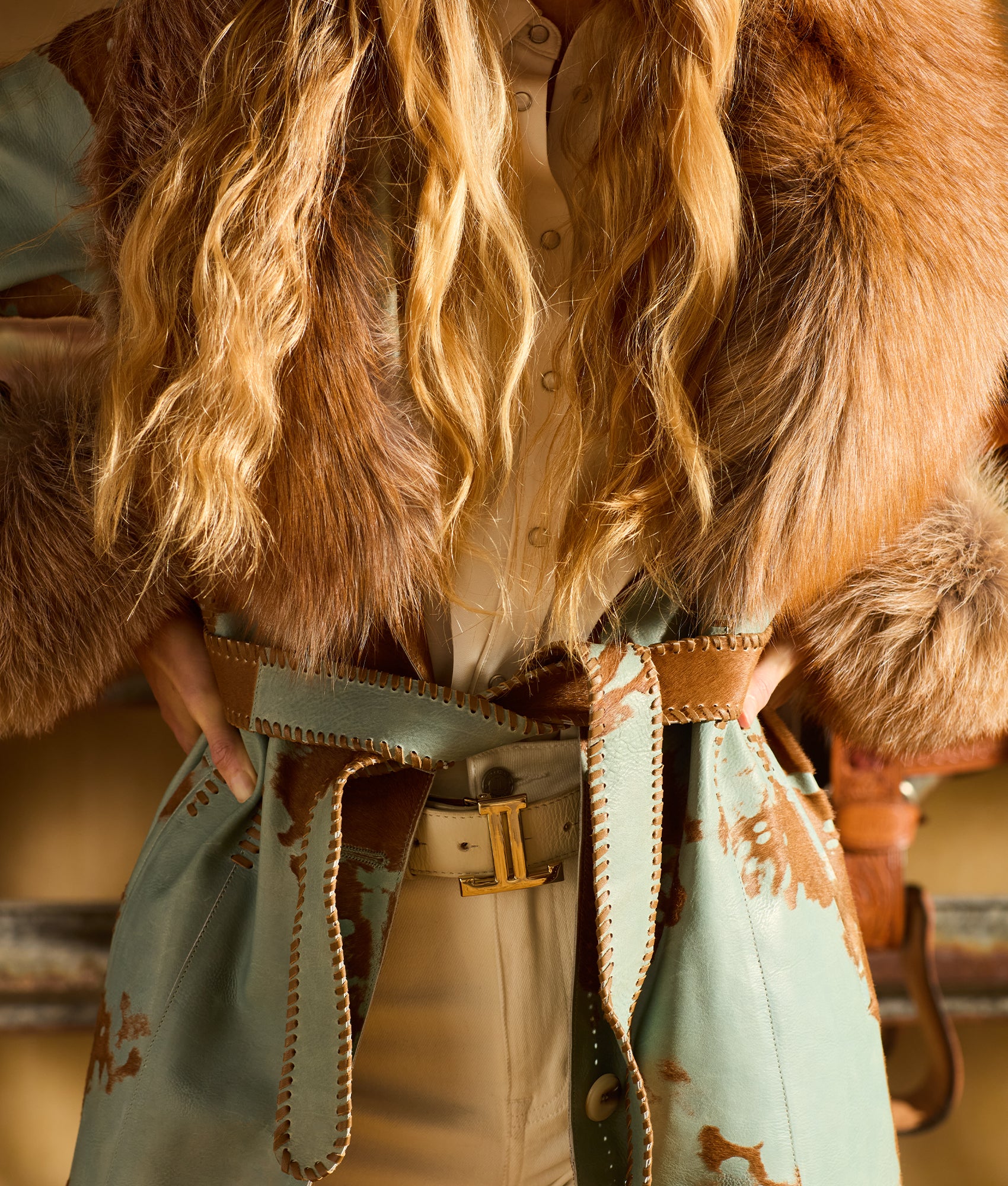 Calista Coat :: Turquoise/Brown - Image 10
