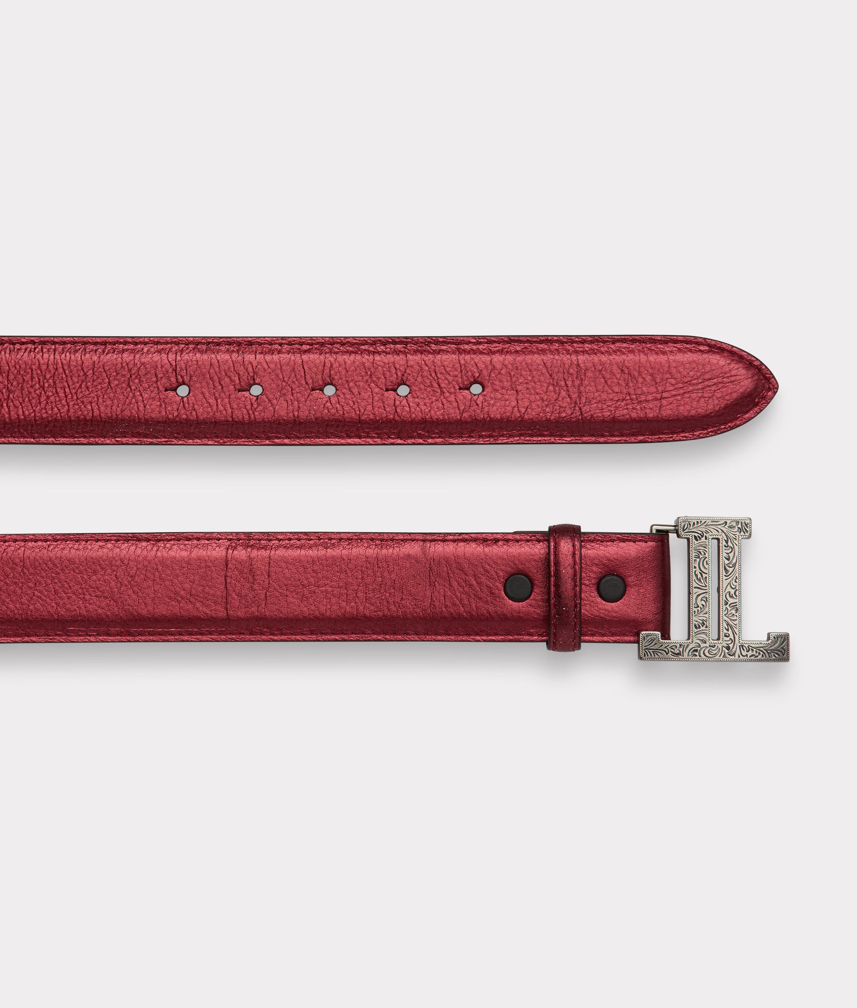 Women's Mirrored L Belt :: Wine - Image 3