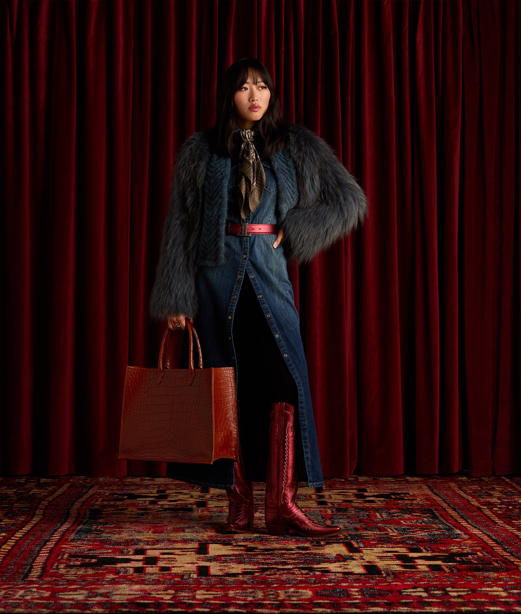 Long Denim Duster :: Medium Wash Denim - Image 2