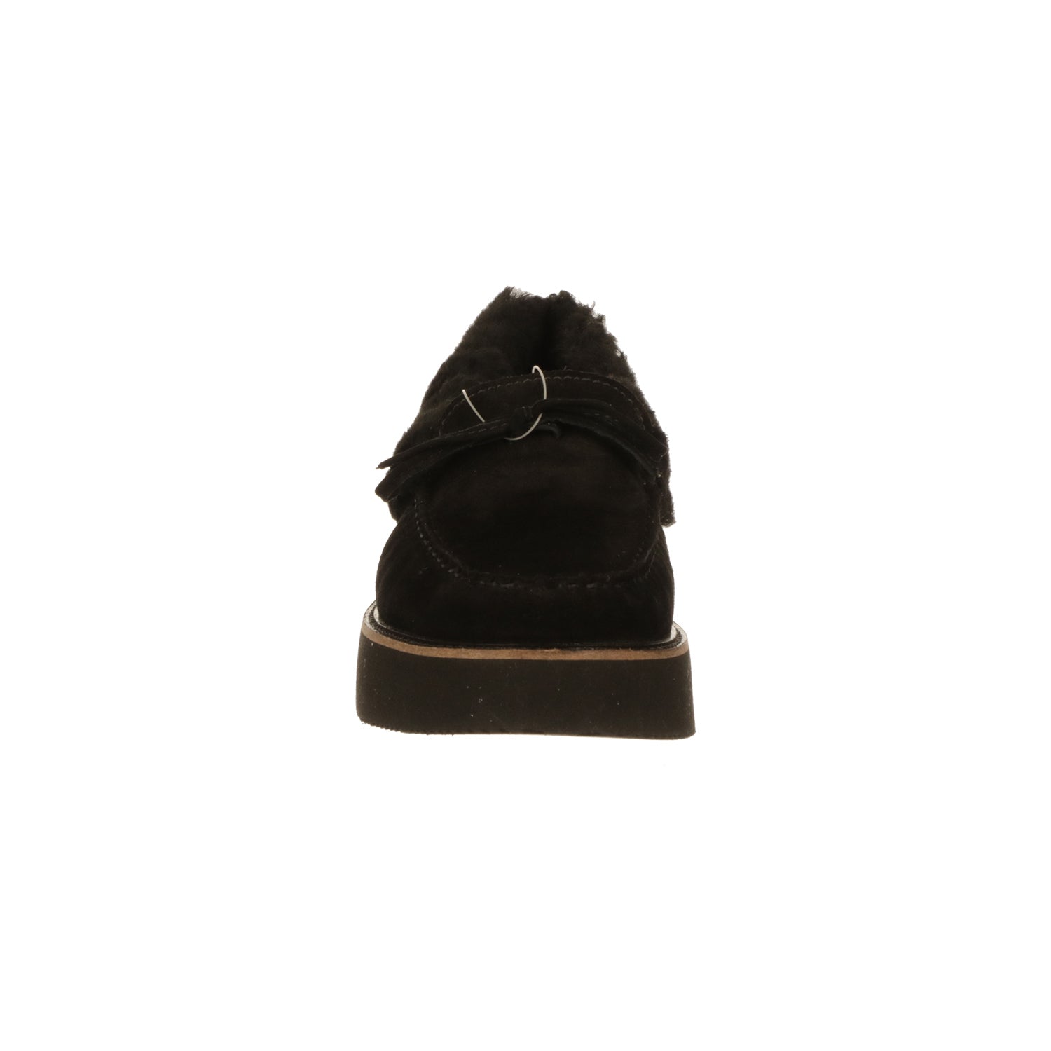 Shearling Wedge Moccasin :: Black - Image 2