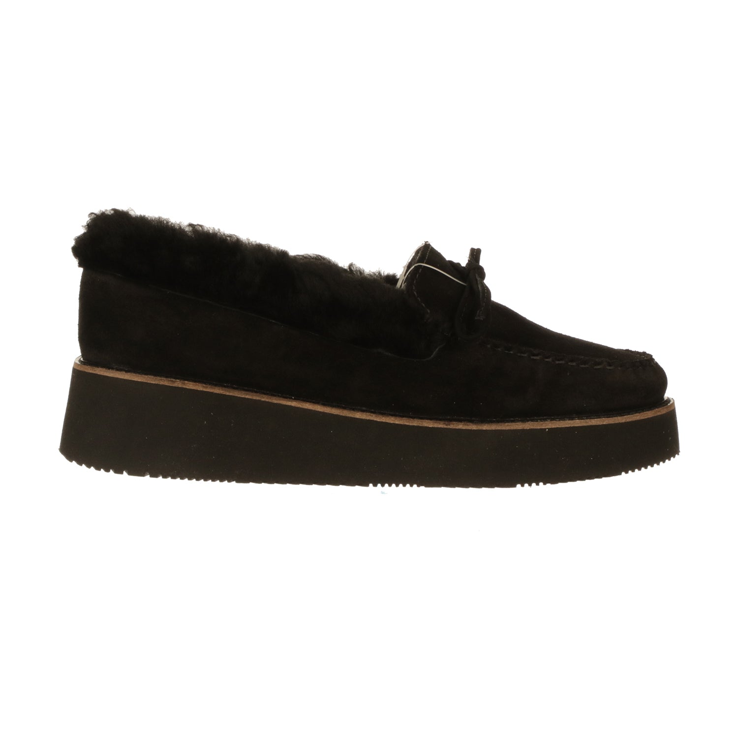 Shearling Wedge Moccasin :: Black