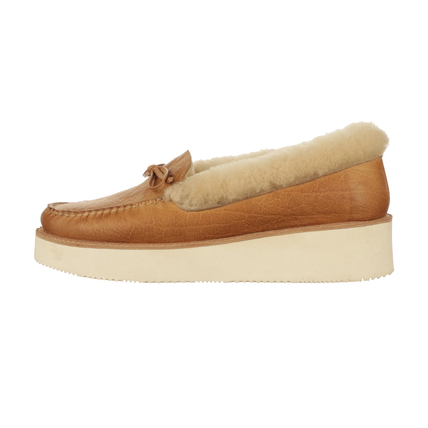 Shearling Wedge Moccasin :: Tan - Image 5