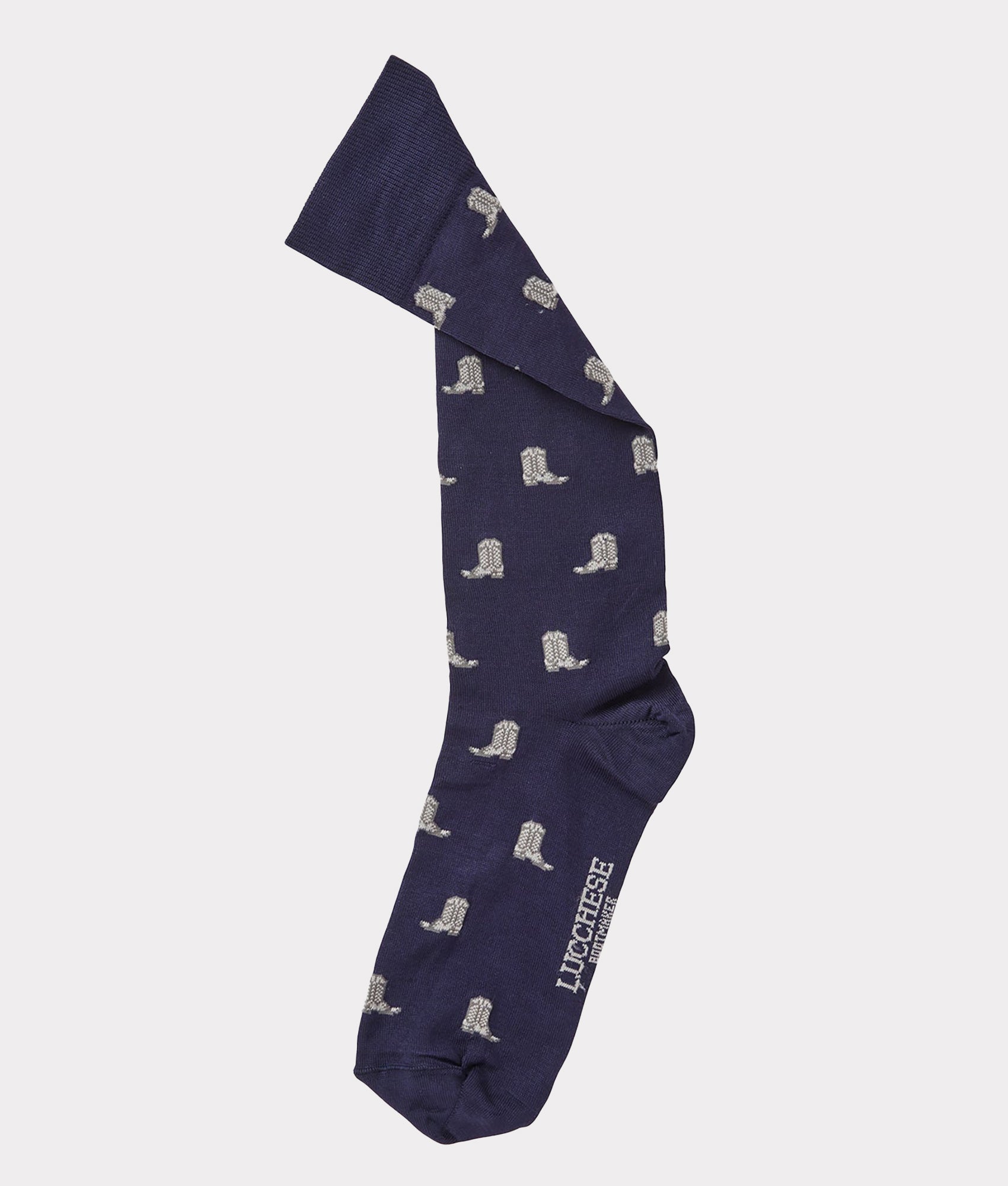 Boot Print Dress Socks :: Navy - Image 2