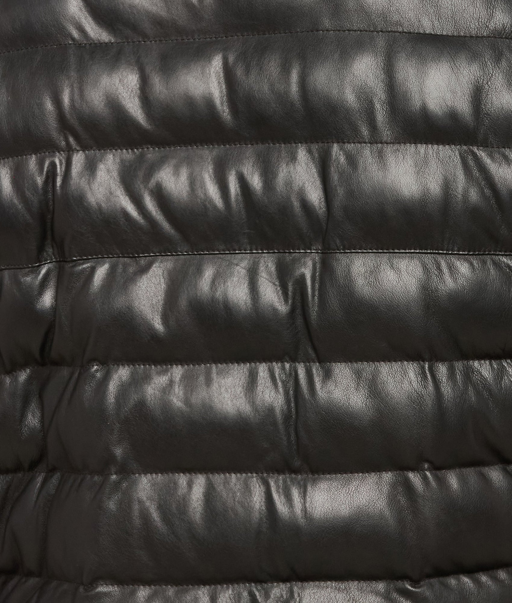 Men's Leather Puffer Jacket :: Black - Image 2